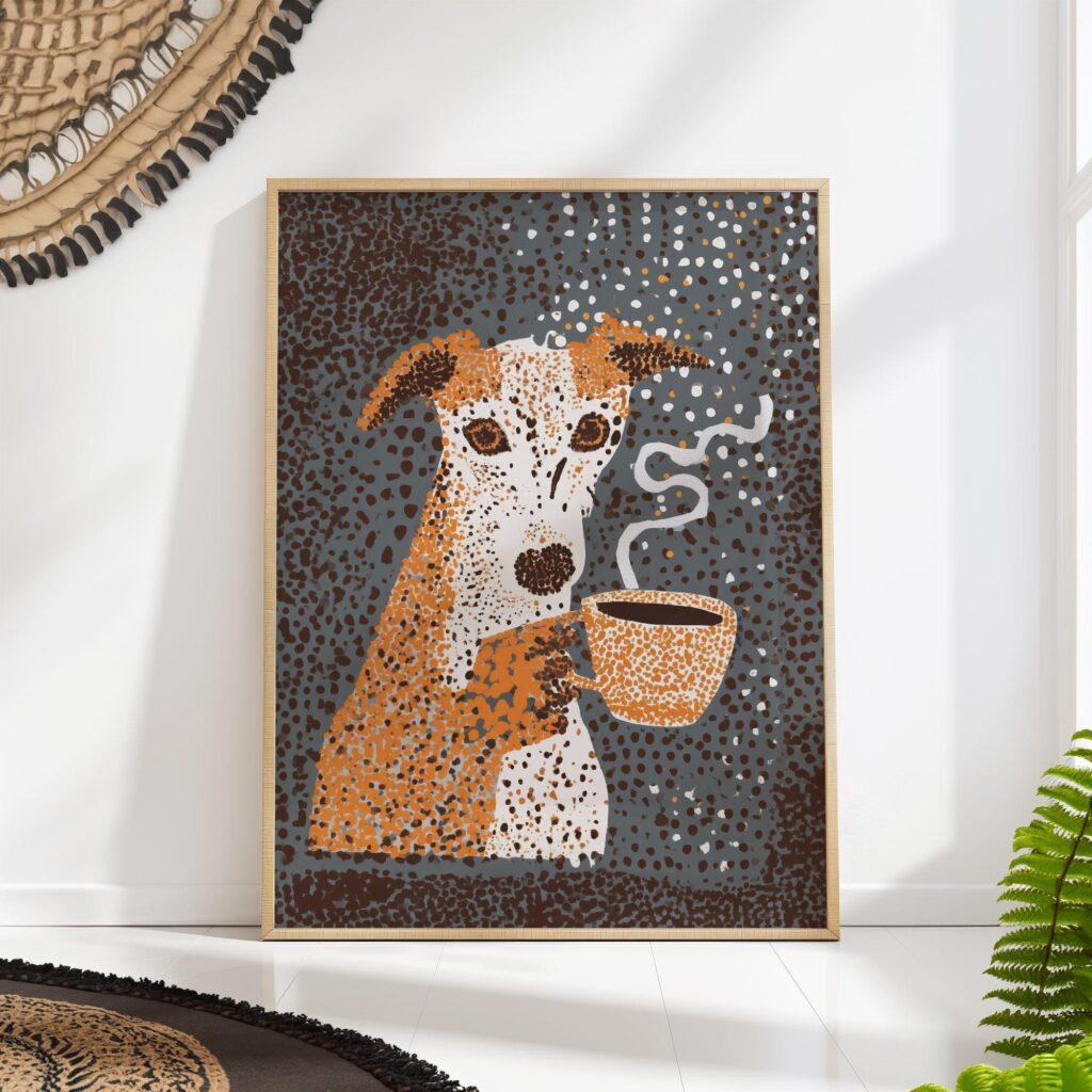 Dog Drinking Coffee Wall Art Dog Drinking Coffee Wall Art