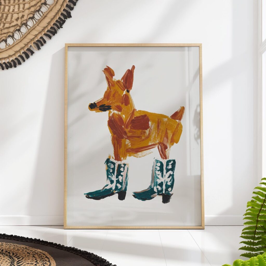 Dog in Cowgirl Boots Print