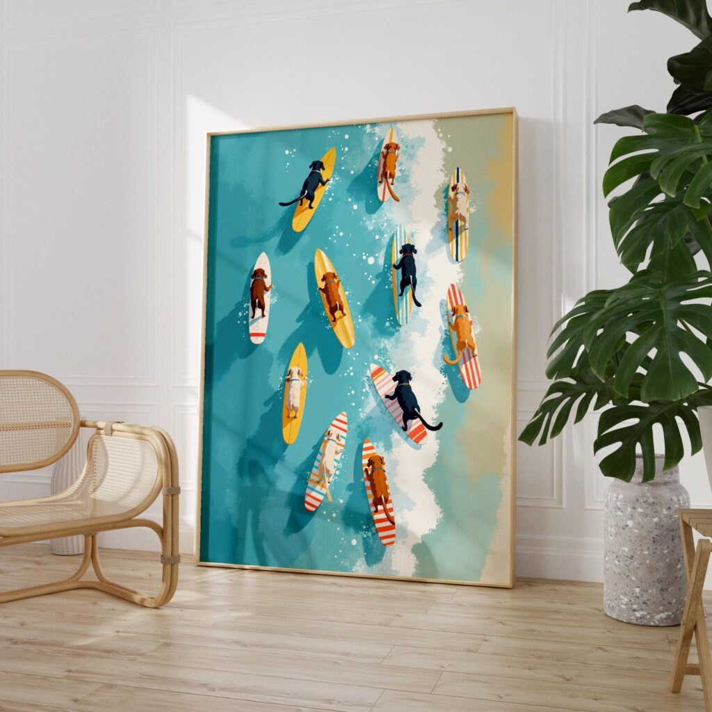 Dog Surf Beach Art Print Dog Surf Beach Art Print