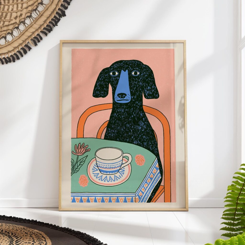 Dog with Coffee Print Dog with Coffee Print