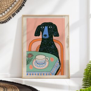 Dog with Coffee Print
