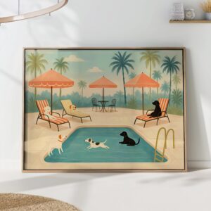 Dogs at Pool Print