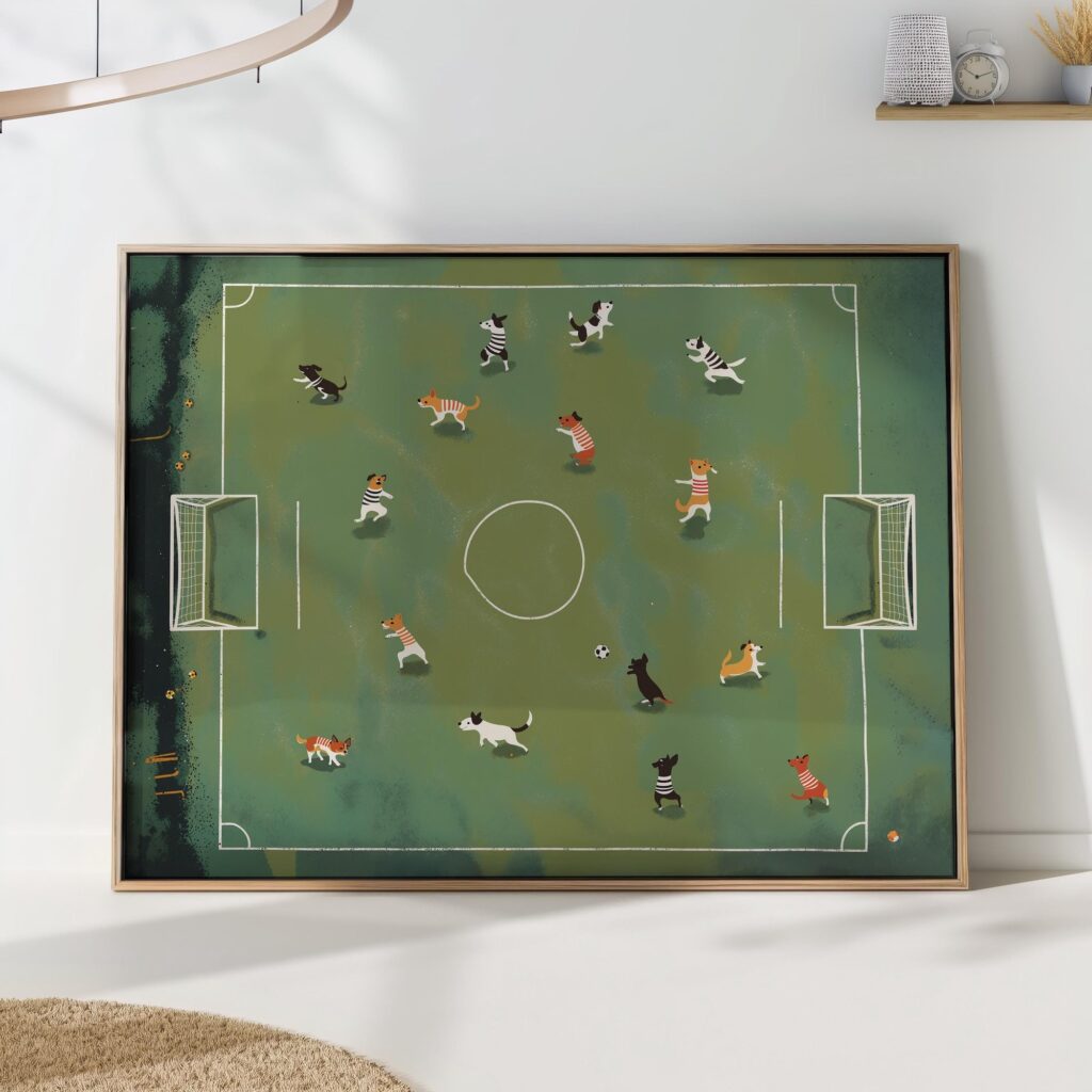 Dogs Playing Soccer Print Dogs Playing Soccer Print