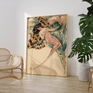 Fairy Butterfly Print Whimsical Wall Art Vintage
