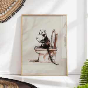 Ferret Bathroom Art Print