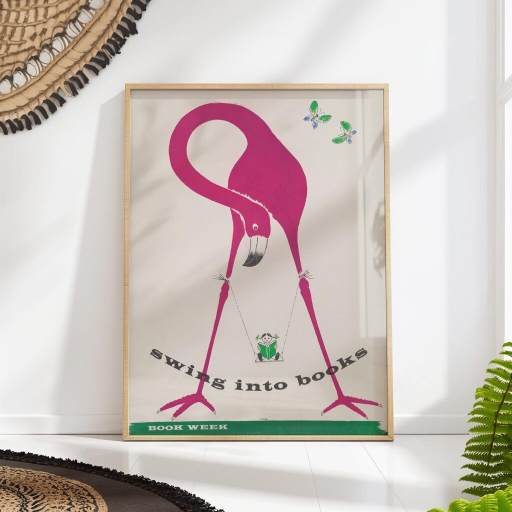 Flamingo Reading Art Print Flamingo Reading Art Print