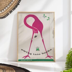 Flamingo Reading Art Print