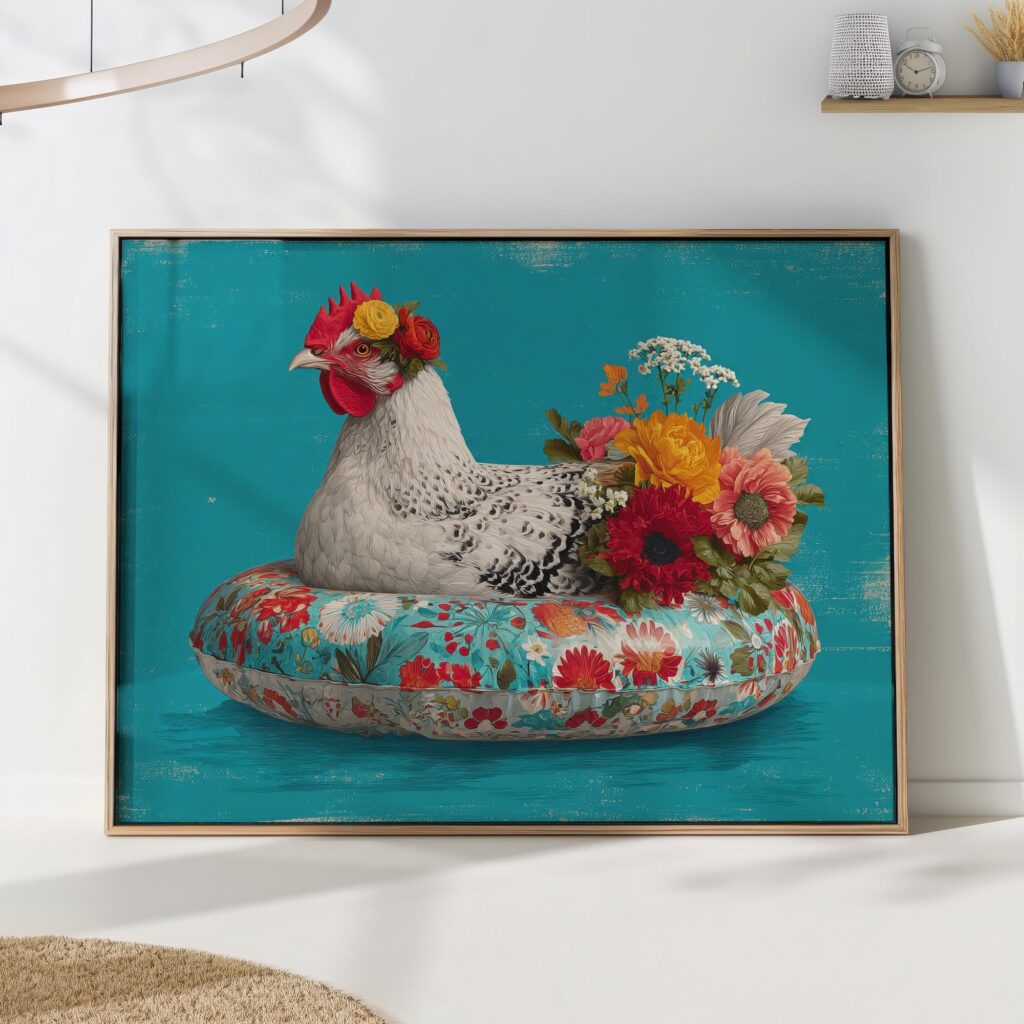 Floral Chicken Hen Maximalist Print Floral Chicken Hen Maximalist Print