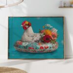 Floral Chicken Hen Maximalist Print