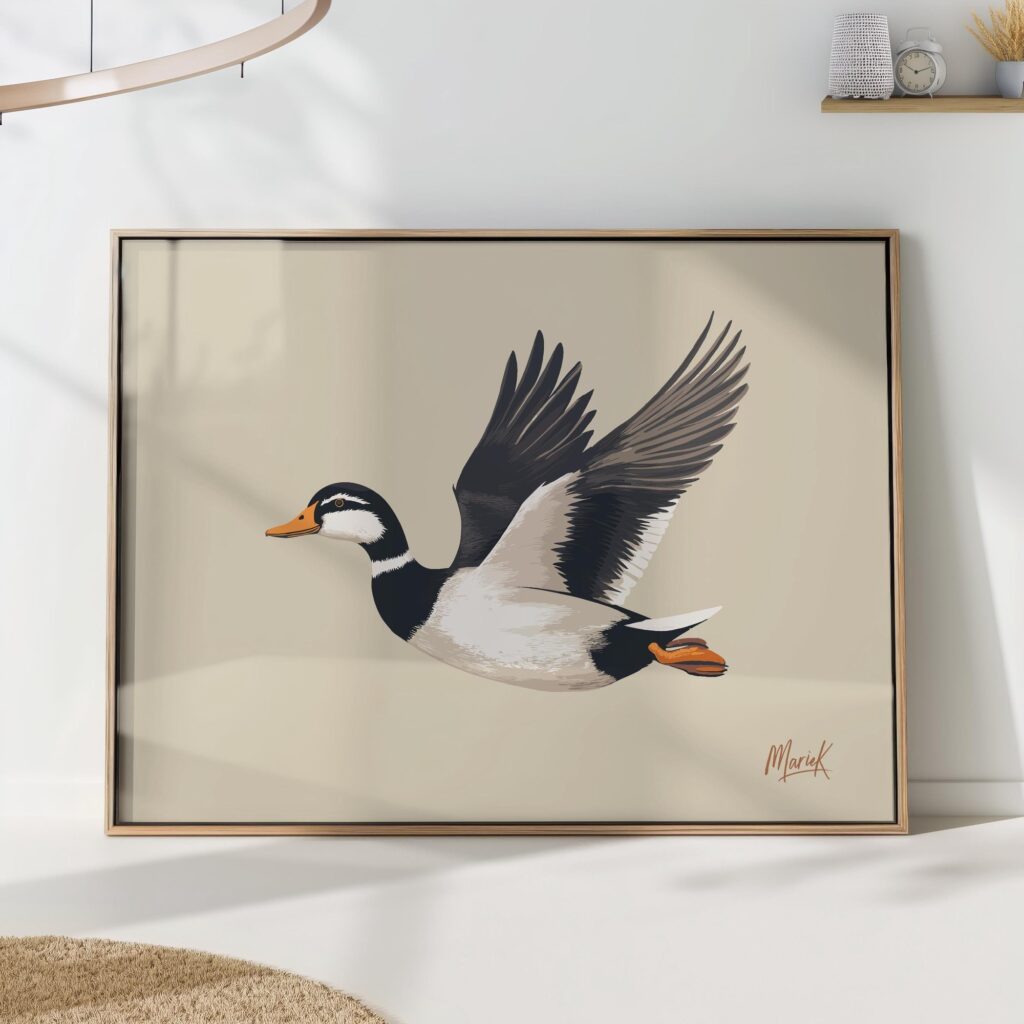 Flying Indian Runner Duck Art Print Flying Indian Runner Duck Art Print