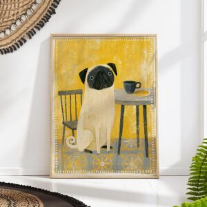 Folk Art Pug Coffee Print