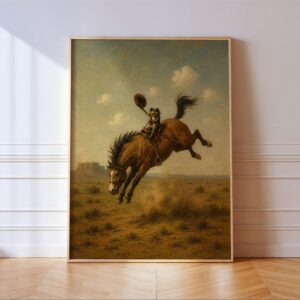 Frog Cowboy on a Bucking Bronco Print
