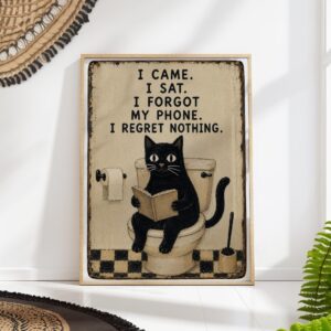 Funny Black Cat Toilet Print