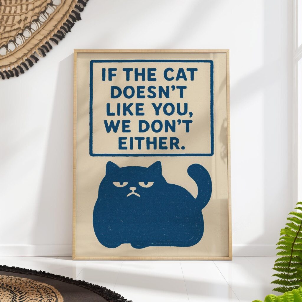 Funny Cat Entry Sign Wall Art Funny Cat Entry Sign Wall Art