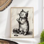 Funny Cat With Headphones Print