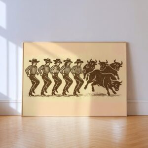 Funny Cowboys and Bulls Line Dance Print