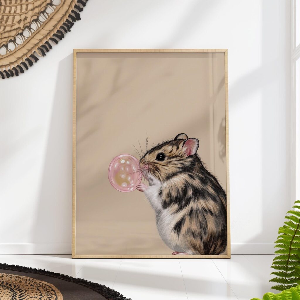 Funny Hamster Bubble Gum Print Funny Hamster Bubble Gum Print