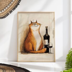 Funny Orange Cat Wine Poster
