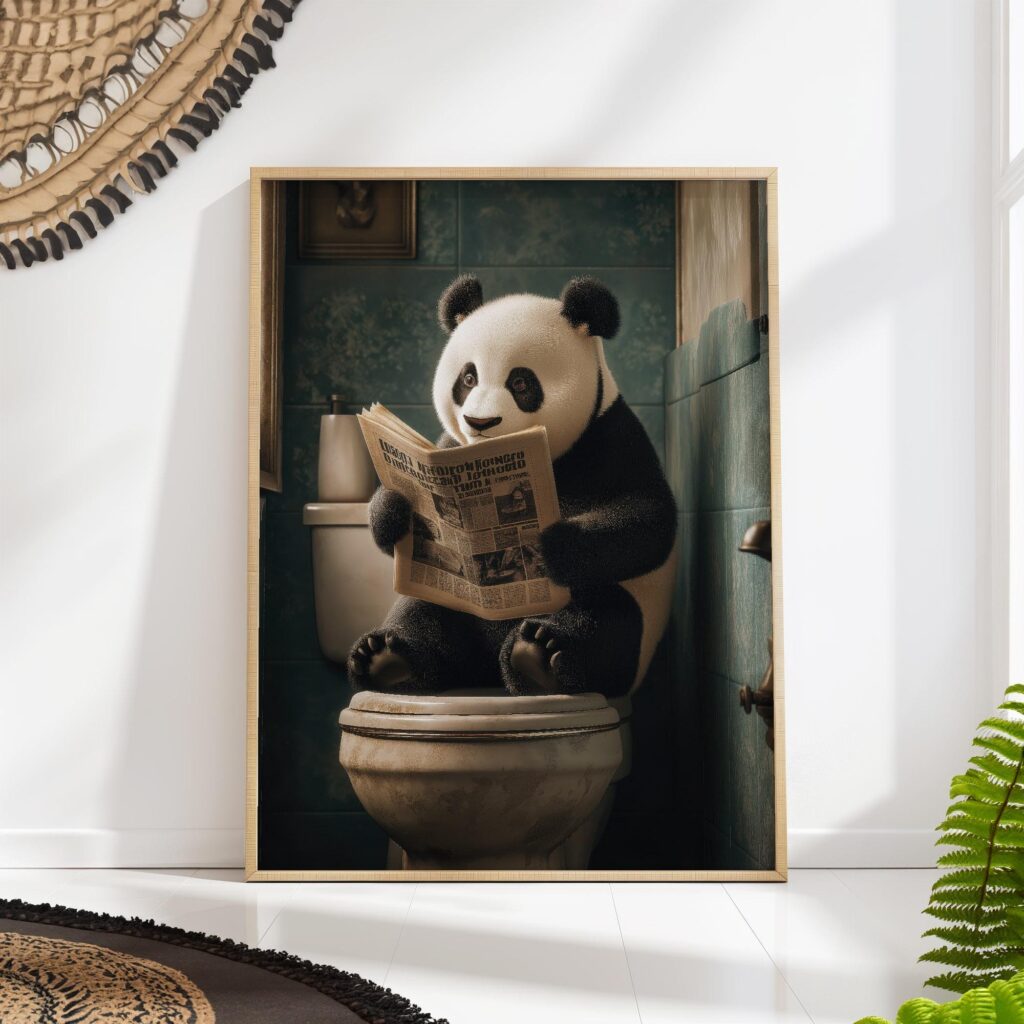 Funny Panda Bathroom Print Funny Panda Bathroom Print