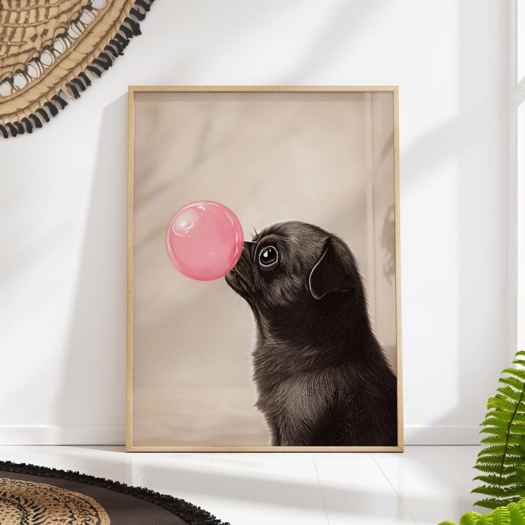 Funny Pug Bubble Gum Print Funny Pug Bubble Gum Print