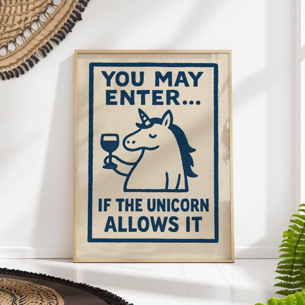 Funny Unicorn Wine Print Funny Unicorn Wine Print