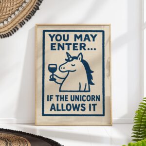 Funny Unicorn Wine Print