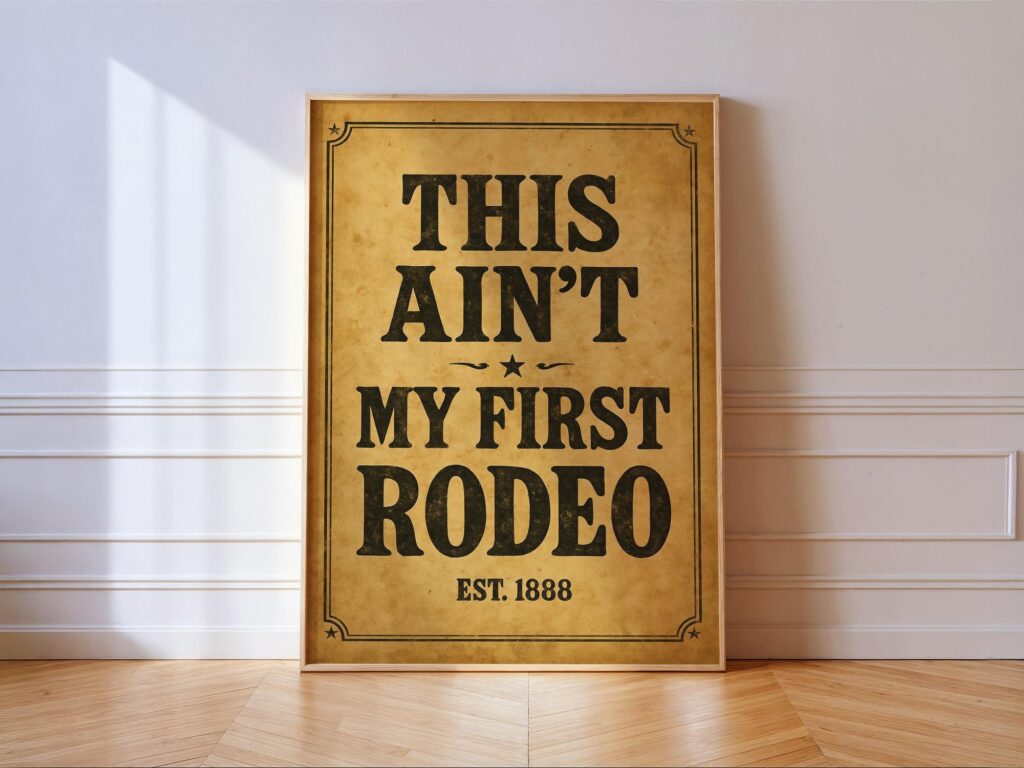 Funny Western Sign Print: This Ain't My First Rodeo - Rustic Cowboy Decor Funny Western Sign Print