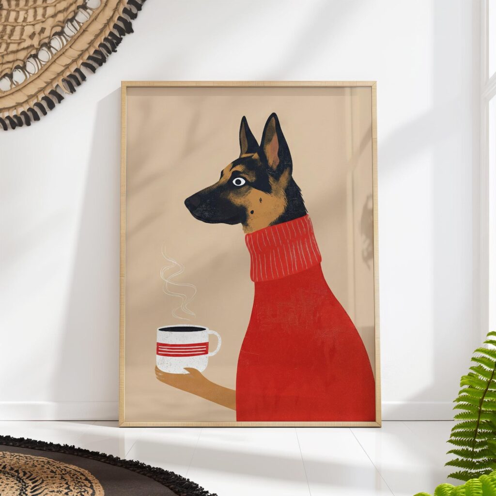 German Shepherd Coffee Art Print German Shepherd Coffee Art Print