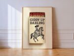 Giddy Up Darling Cowgirl Matchbox Art Print