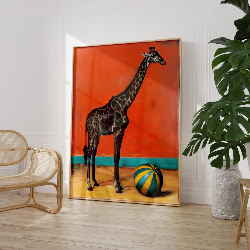 Giraffe with Ball Art Print Giraffe with Ball Art Print