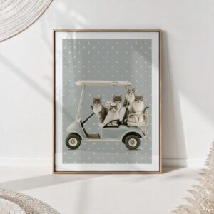 Golf Cart Cats Print