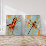 Grasshopper and Dragonfly Painting Print Set