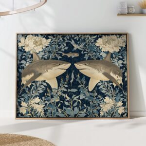Great White Shark Botanical Print