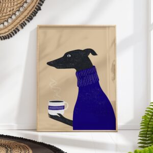 Greyhound Coffee Sighthound Navy Poster