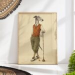 Greyhound Golfer Portrait Print