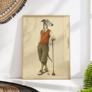 Greyhound Golfer Portrait Print
