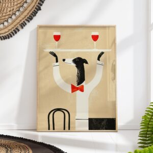 Greyhound Waiter Wine Print