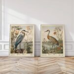 Heron and Sandhill Crane William Morris Wall Art Set