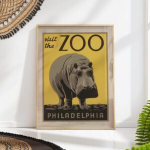 Hippo Zoo Vintage Poster