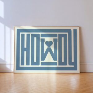 Howdy Blue Heart Print