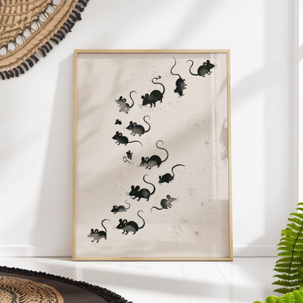Ink Wash Mice Print Ink Wash Mice Print