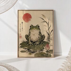 Japanese Frog on Lily Pad Print