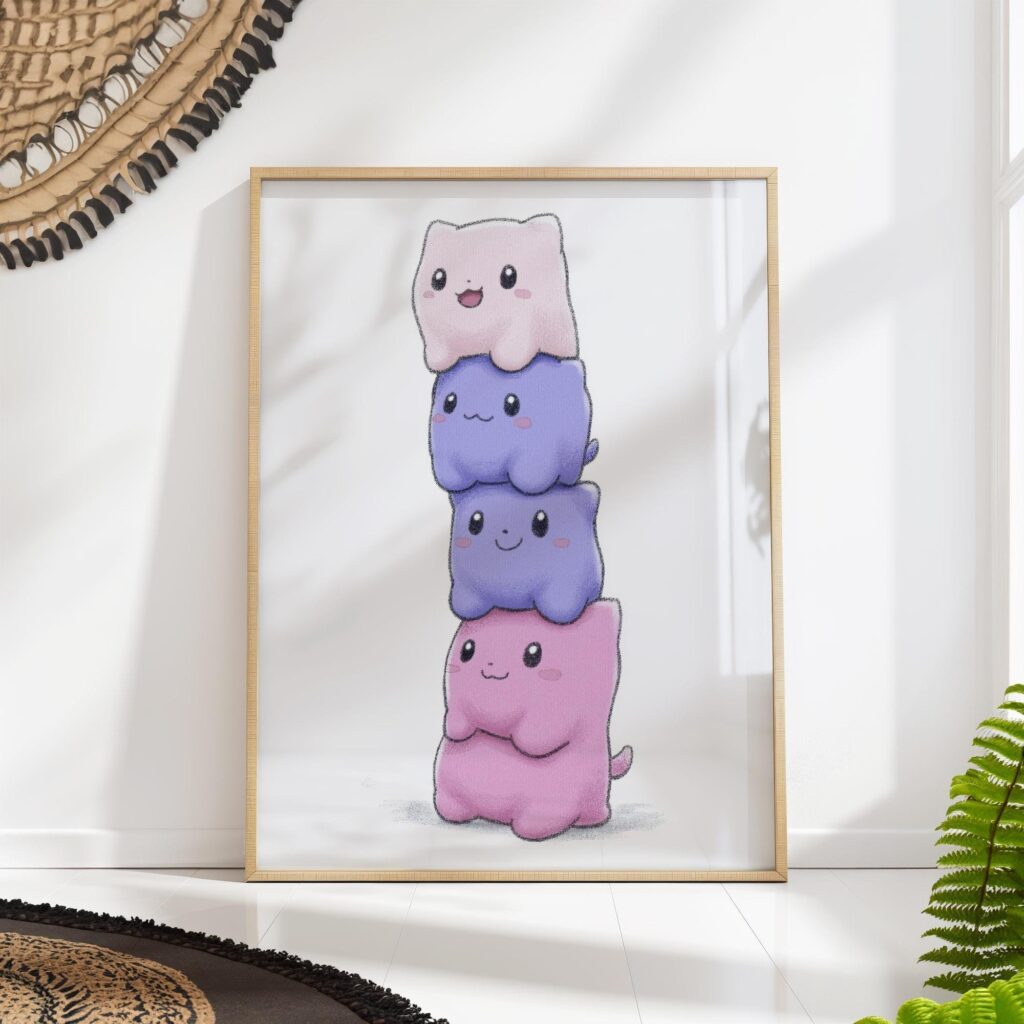 Kawaii Cat Stack Poster Kawaii Cat Stack Poster