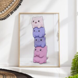 Kawaii Cat Stack Poster
