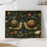 Kissing Snails Dark Floral Art Print