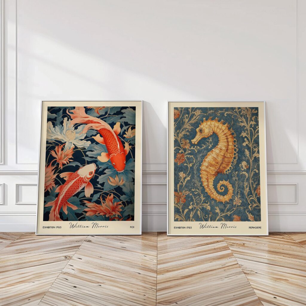 Koi & Seahorse Print Set