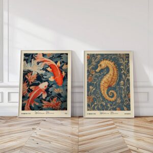 Koi & Seahorse Print Set