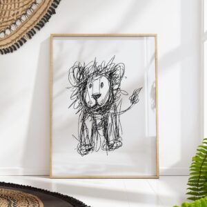 Lion Scribble Sketch Print