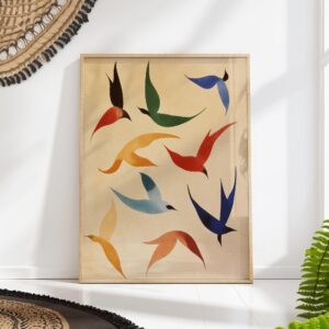 Mid Century Birds in Flight Print