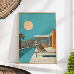 Mid Century Modern Owl Art Print